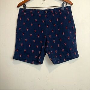 J.Crew Shorts Mens 31 Waist Blue Chino Lobsters Print 7” Inseam Casual Preppy